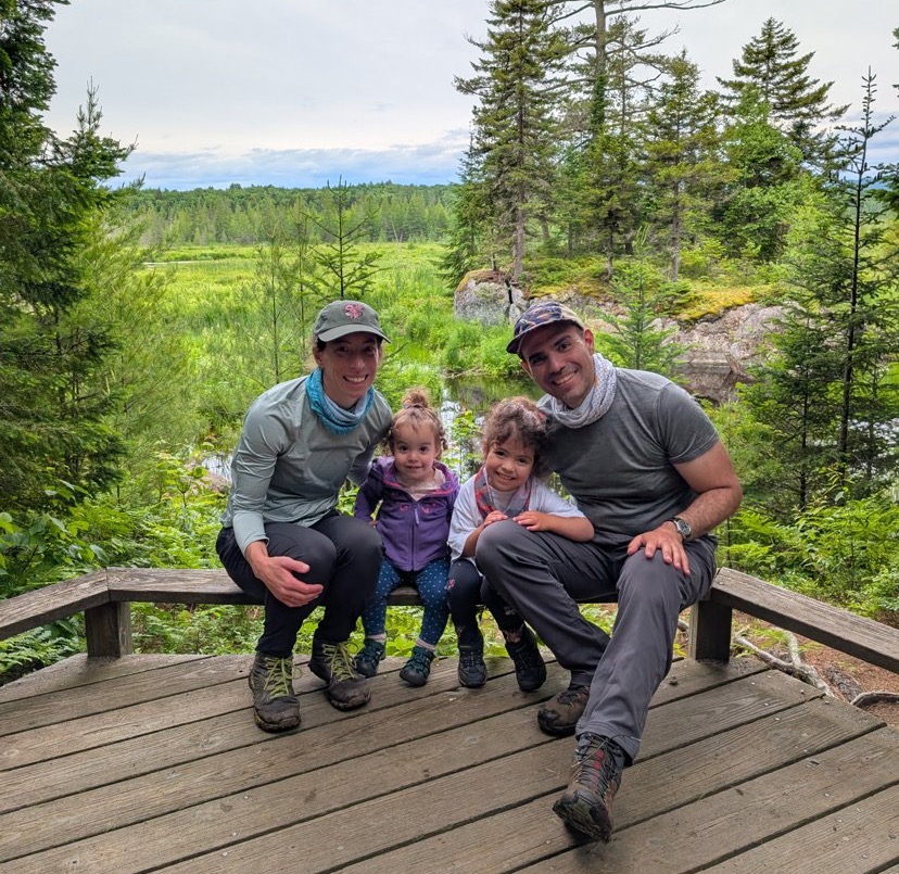 Moshe Barach with his family on a hiking trail
